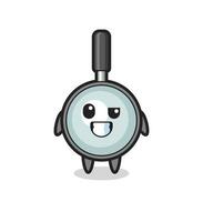 cute magnifying glass mascot with an optimistic face vector