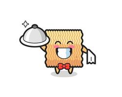 Character mascot of raw instant noodle as a waiters vector