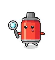 drink can cartoon character searching with a magnifying glass vector
