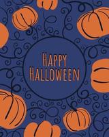 Abstract vector flat greeting card with Halloween. Purple background