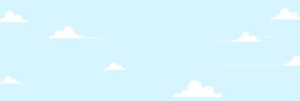 Flat vector background of blue sky and white clouds.