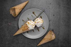 Ice cream cones on a plate