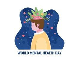 ilustración del día mundial de la salud mental con personas relajantes vector