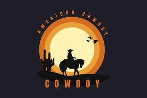 american cowboy retro vintage design vector