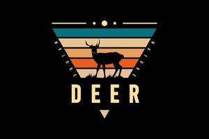 Deer, silhouette retro vintage design vector