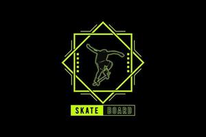 Skateboard, silhouette urban style mock up typography vector