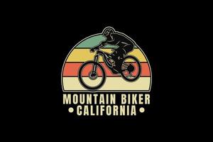ciclista de montaña california, simulacro de tipografía vector