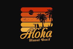 aloha hawaii, silueta playa vector