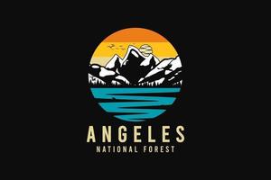 Angeles national forest, silhouette retro style vector