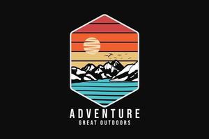 Adventure great outdoors, silhouette retro style vector