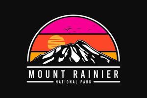 parque nacional monte rainier, estilo silueta vector