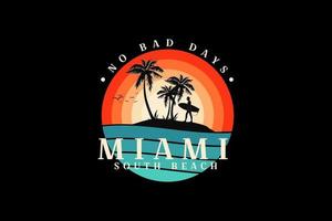 Miami south beach, design silhouette retro style vector