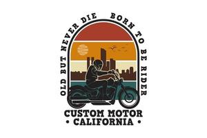 motor personalizado california, diseño silueta estilo retro vector