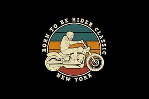 nacido para ser piloto clásico de nueva york, diseño de silueta estilo retro. vector