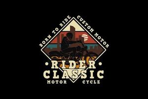 Rider classic motorcycle, design silhouette retro style vector