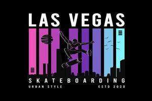 Las vegas skateboarding, design retro style vector