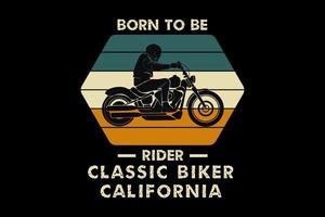 motociclista clásico california, diseño silueta estilo retro vector