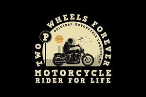 motociclista de por vida, diseño silueta estilo retro vector