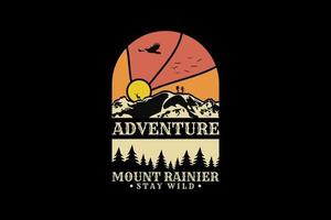 Adventure mount rainier, design silhouette retro style. vector