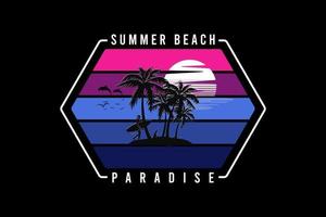 Summer beach paradise, design silhouette retro style. vector