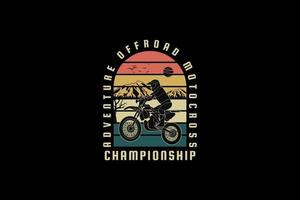 aventura todoterreno motocross, diseño silueta estilo retro vector