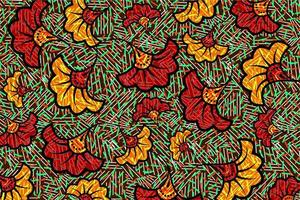 African Wax Print fabric Ethnic overlap ornament flower fashion design vector