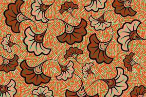 African Wax Print fabric, Ethnic overlap ornament flower fashion design, kitenge pattern motifs floral elements vector