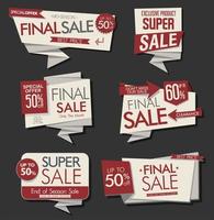 Modern sale banners and labels origami collection vector