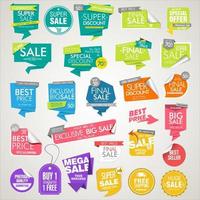 Modern sale banners and labels colorful collection vector