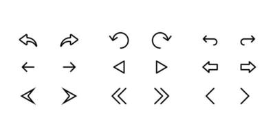 Directional Arrow Icons. Left and Right flat stoke icon set vector