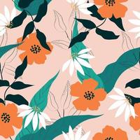 Seamless tropical floral pattern background vector