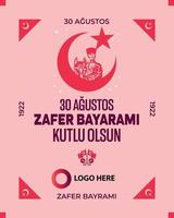 30th of August Victory Day, Zafer Bayrami Post vector