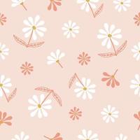 Seamless hand drawn paint floral pattern background vector