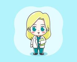 cute doctor girl cartoon illustration vector