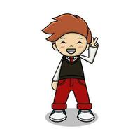 cute student boy cartoon character vector