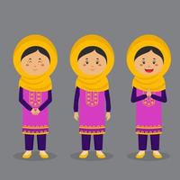 Personaje de Pakistán con varias expresiones. vector