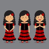 personaje español con varias expresiones. vector