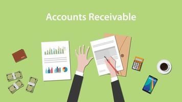Accounts receivable illustration with a man writing on paperwork vector