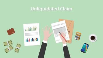 illustration of a man signing unliquidated claim document vector