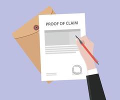 illustration of a man signing stamped proof of claim vector