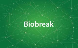 Biobreak white text illustration with green constellation vector