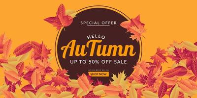 Yellow autumn sale background template design vector