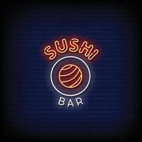 vector de texto de estilo de letreros de neón de barra de sushi