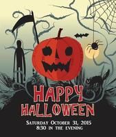 Happy halloween background pumpkin party poster vector illustration