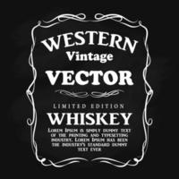 Western design frame flourish hand drawn label blackboard vintage vector