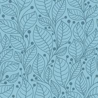 Blue seamless background with laurel tree branches vector