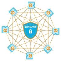Bitcoin and Blockchain logo vector