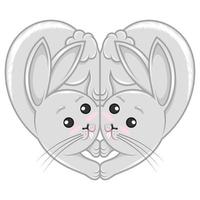 Illustration of heart shaped rabbits vector