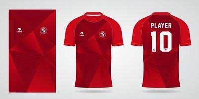 Plantilla de camiseta roja para uniformes de equipos y diseño de camisetas de fútbol. vector