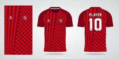 Plantilla de camiseta roja para uniformes de equipos y diseño de camisetas de fútbol. vector